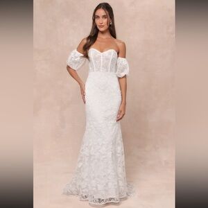 Lulus Everlasting Muse White Embroidered Off-the-Shoulder Maxi Dress
